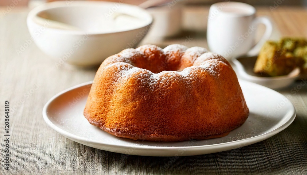 bundt food on plate, dining table background, copy space bundt food on plate, dining table background, copy space