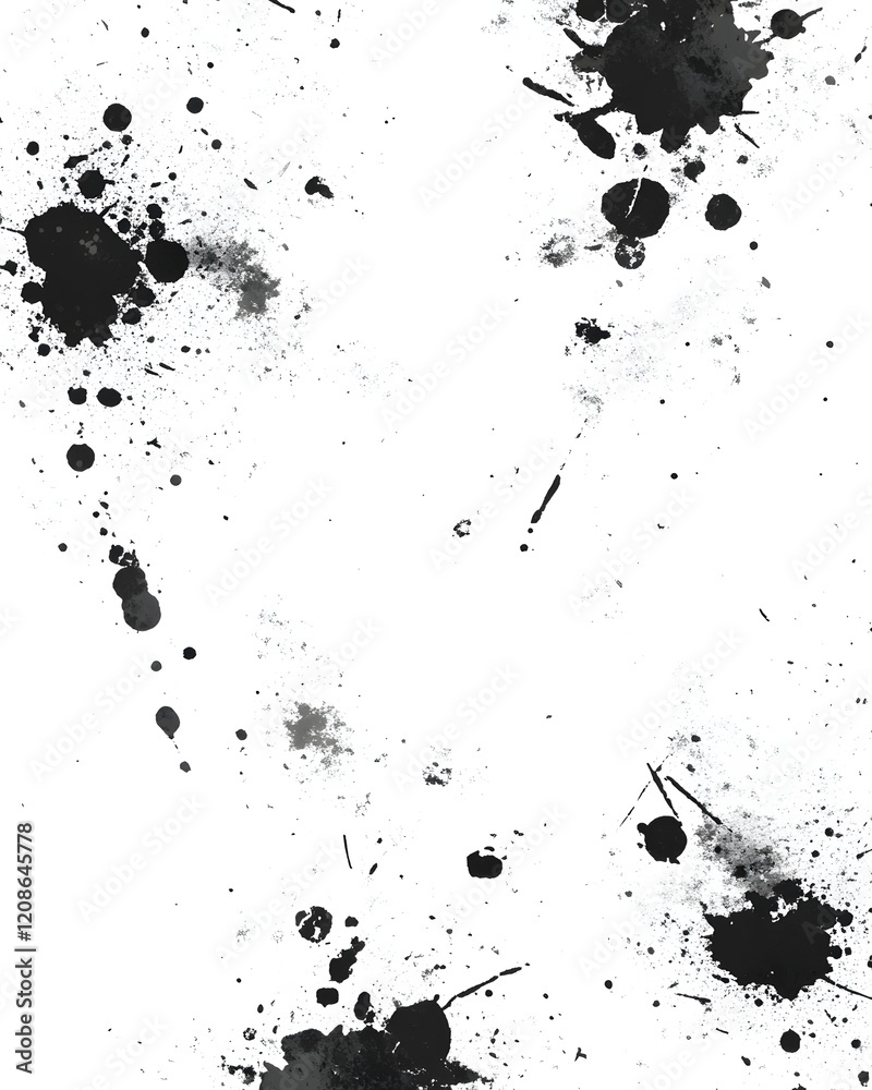 Abstract Ink Splatter Design, Grunge Texture, Black Ink Spots Abstract Ink Splatter Design, Grunge Texture, Black Ink Spots