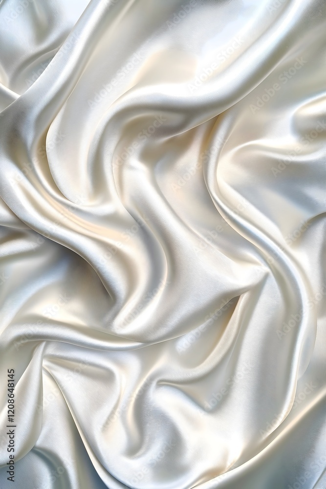 Fototapeta premium Luxurious Cream Silk Fabric with Smooth Folds and Elegant Texture - Perfect Background for Design, Fashion, and Wedding Projects