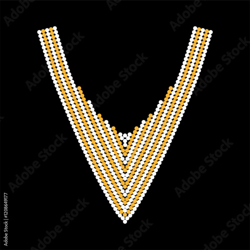 Rhinestone applique collar design for t-shirt or blouse hot-fix transfer. Abstract beautiful glitter applique rhinestone motif.	