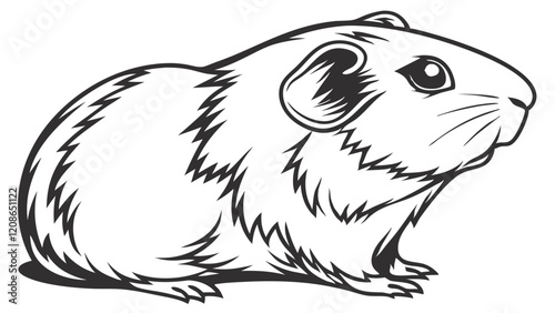 guinea pig outline vector, transparent background