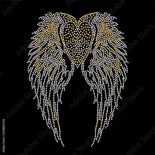 Rhinestone applique collar design for t-shirt or blouse hot-fix transfer. Abstract beautiful glitter applique rhinestone motif.	
