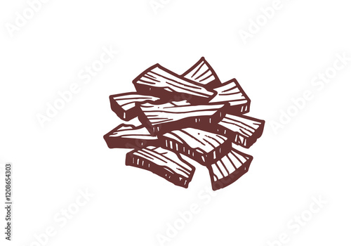 Wood Leftover Hand Drawn Sketch Illustration Vector Isolated