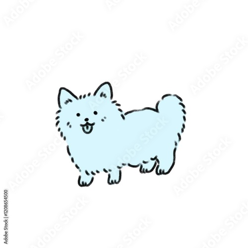可愛いシンプルな線画の犬のポメラニアンアニメーション