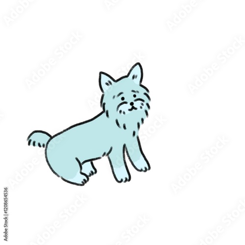 可愛いシンプルな線画の犬のヨークシャーテリアアニメーション