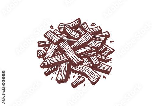 Wood Leftover Hand Drawn Sketch Illustration Vector Isolated