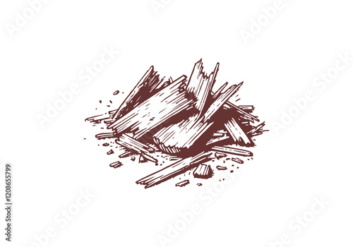 Wood Leftover Hand Drawn Sketch Illustration Vector Isolated