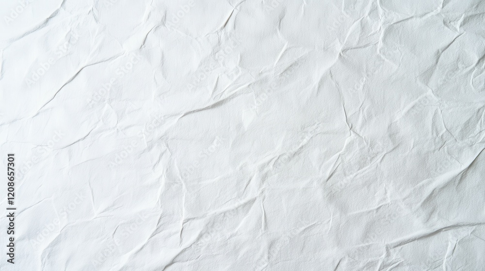 Crinkled white fabric, textured surface. Crinkled white fabric, textured surface.