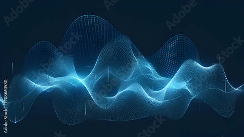 Abstract Blue Digital Waveform Pattern Design