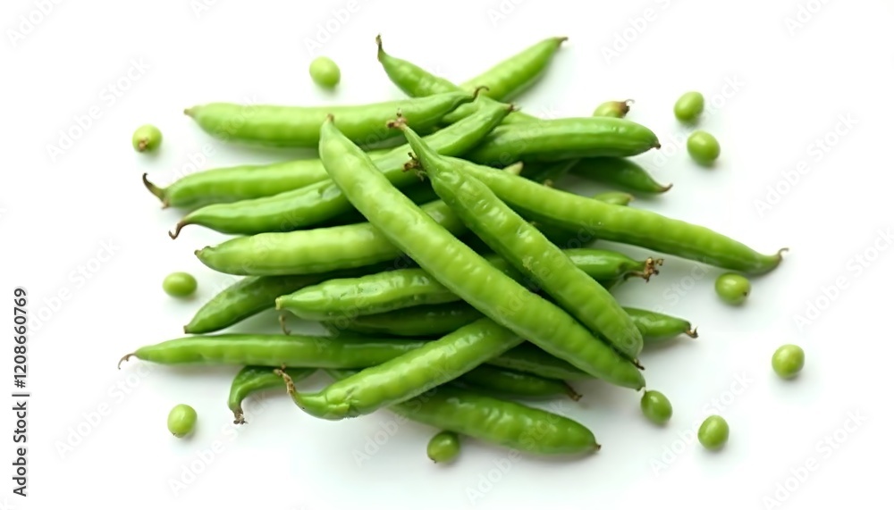 Fresh Green Beans Piled on a White Background - Healthy Veggie Fresh Green Beans Piled on a White Background - Healthy Veggie