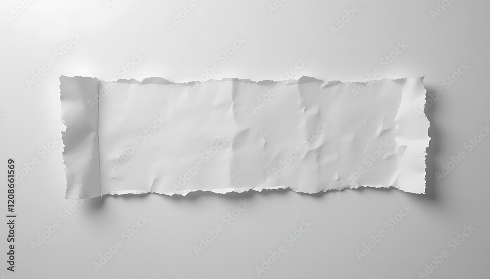 Torn White Paper Rectangular Shape Isolated Torn White Paper Rectangular Shape Isolated