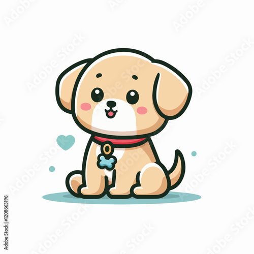 Cute happy dog cartoon in white background