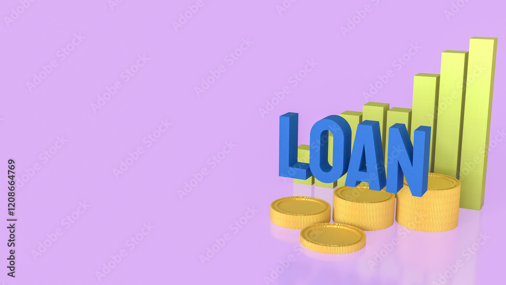 The Loan text and coins for Business concept 3d Rendering. The Loan text and coins for Business concept 3d Rendering.