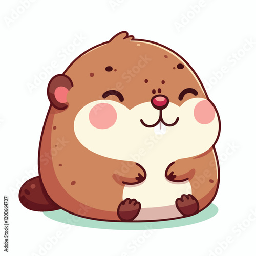 Illustration of an Adorable Marmot Sitting Pleasantly