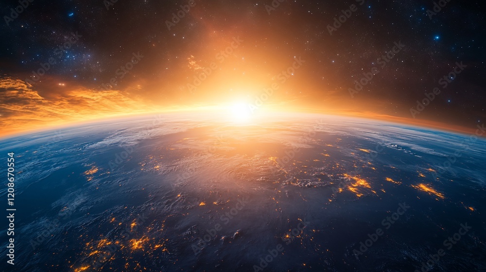 Sunrise Earth Space Planet Global View