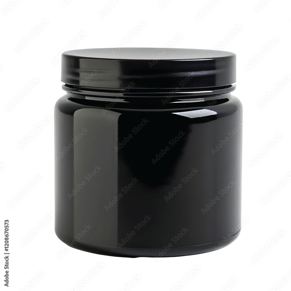 Glossy Black Round Glass Bottle with a Lid, PNG file for mock-up. Glossy Black Round Glass Bottle with a Lid, PNG file for mock-up.