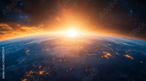 Obraz na płótnie Sunrise Earth Space Planet Global View w salonie
