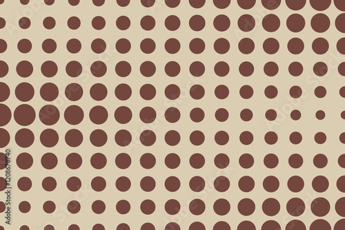 Halftone poster in mocha brown and mousse beige colors. Abstract geometric background with dots in colors of the year 2025. Contemporary art