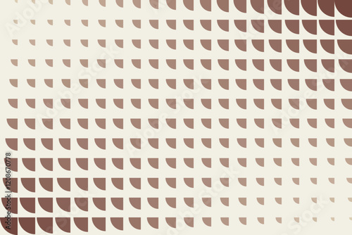 Halftone poster in mocha brown and beige colors. Minimalist geometric background. Coffee and mousse geometric shapes. Trendy colors of the year 2025. Contemporary art