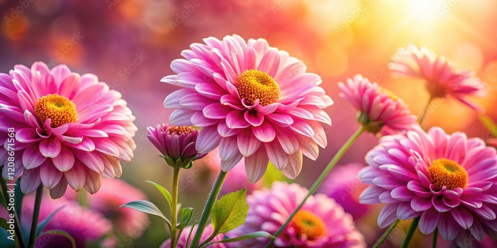 Fototapeta premium High-definition floral images, pink backdrop, emphasize beautiful blooms in sharp, close-up detail.