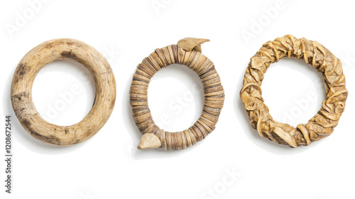 Unique Wooden Circle Frames in a Decorative Set Generative AI