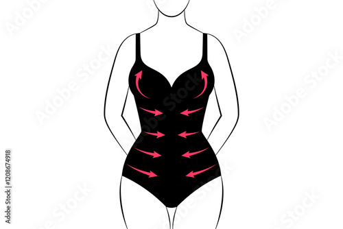 Woman and shaping underwear with slimming and push-up effects