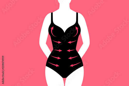 Woman and shaping underwear with slimming and push-up effects