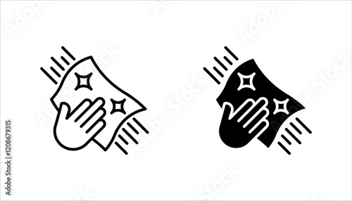 Cleaning cloth line icon set, vector illustration on white background.