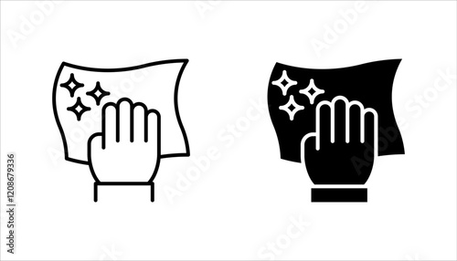 Cleaning cloth line icon set, vector illustration on white background.