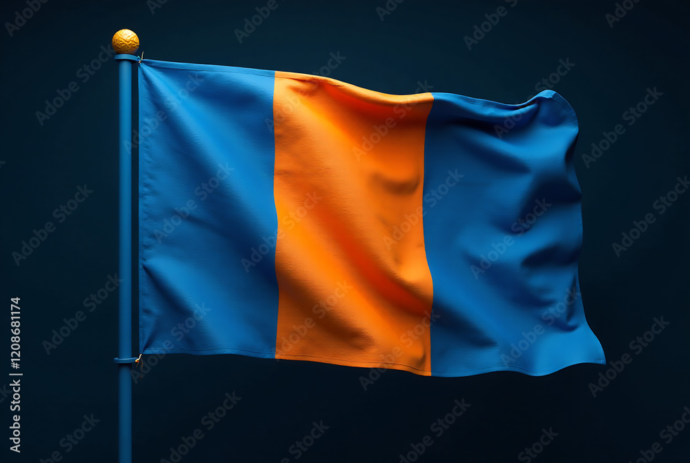 3D rendering of the Cameroon flag, showcasing a slow-motion cloth animation. Focus on depth, mood, and atmospheric lighting. Style is vibrant and professional quality. Include a dynamic atmosphere. 3D rendering of the Cameroon flag, showcasing a slow-motion cloth animation. Focus on depth, mood, and atmospheric lighting. Style is vibrant and professional quality. Include a dynamic atmosphere.