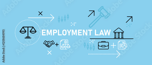 Employment Law labor policies flat header worker rights legal business employee compliance to regulation