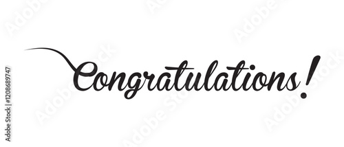 hand drawn congratulations text lettering banner and poster note isolated on white background. vector illustration.