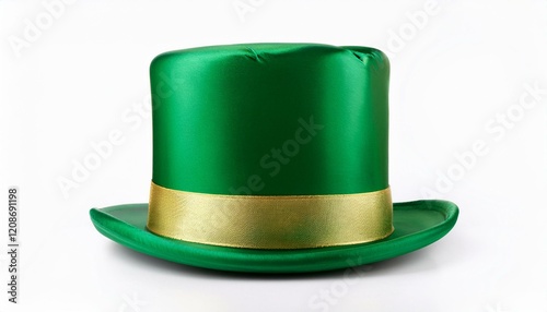 Classic green top hat with gold band. Festive and fun!