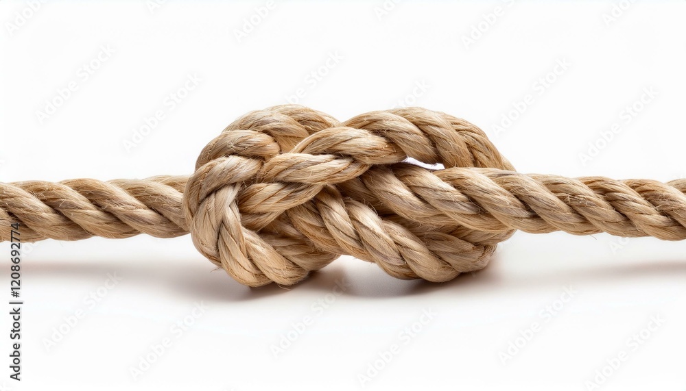 Close-up of a simple knot in a thick rope. Close-up of a simple knot in a thick rope.