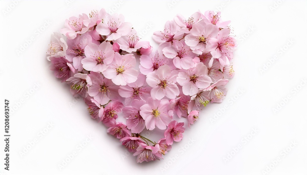Obraz premium Pink cherry blossoms arranged in a heart shape.