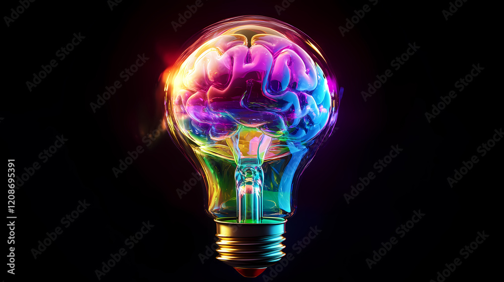 Perfect combination of creativity, light bulb, and brain Perfect combination of creativity, light bulb, and brain