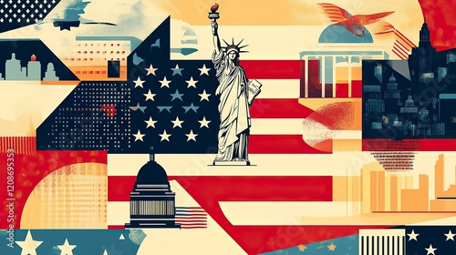 Abstract Patriotism Icons for Presidents’ Day , Presidents' Day,happy presidents day, presidents