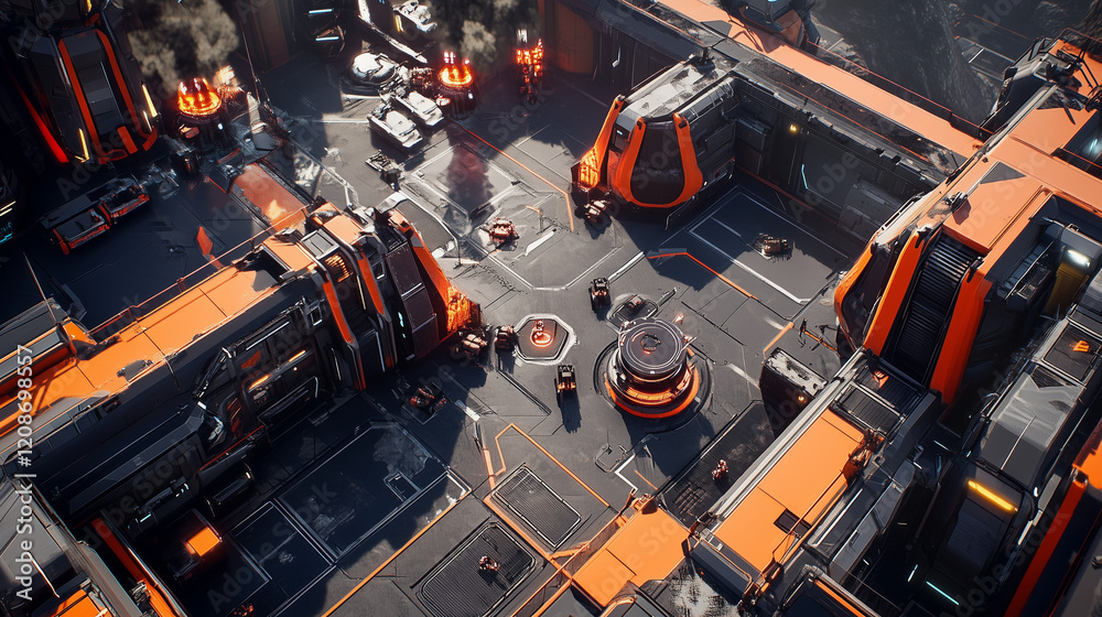 Fototapeta premium futuristic military base with high-tech weapons and cutting-edge technology