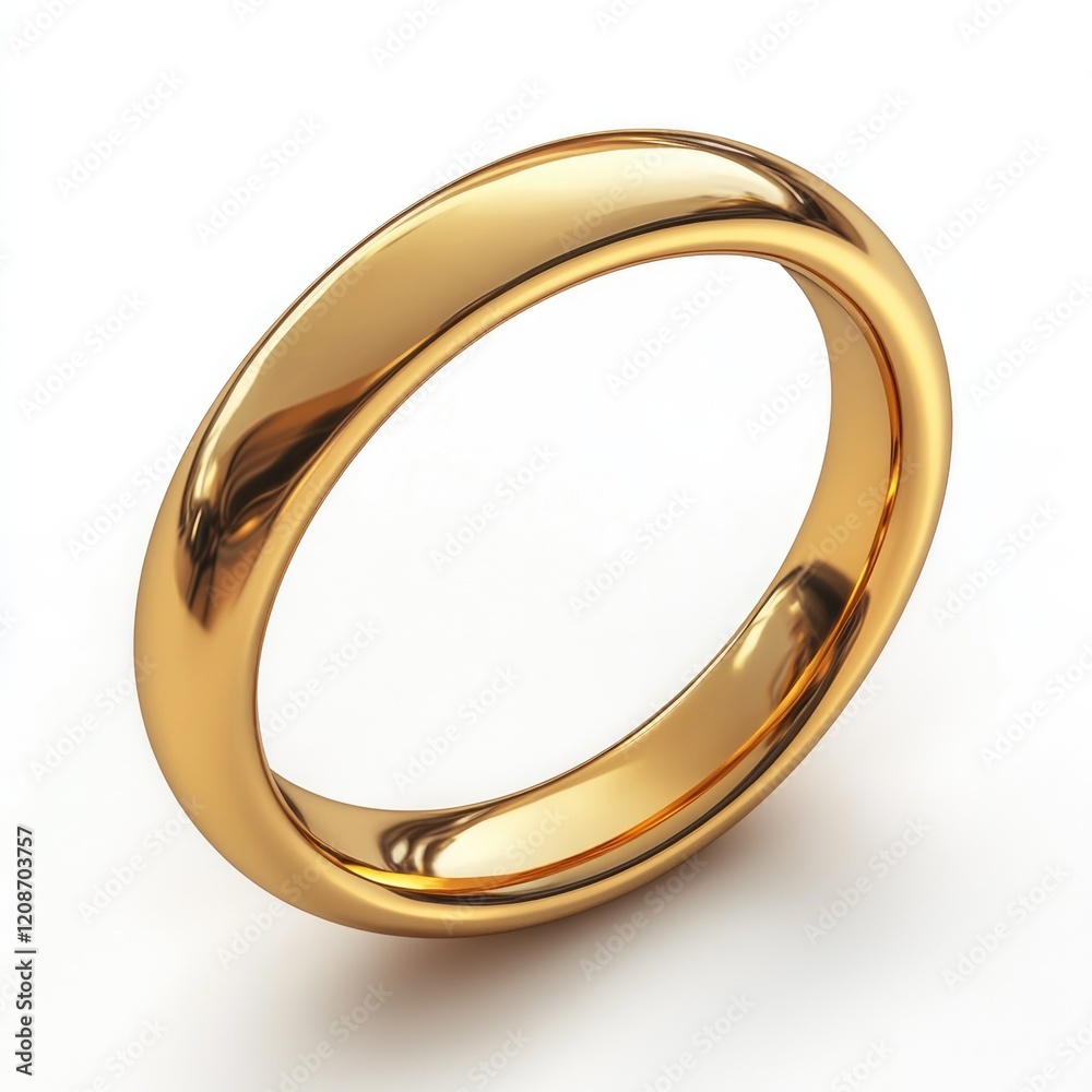 Golden Wedding Band on a White Background