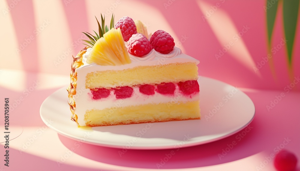 Pineapple and raspberry cake healthy fresh organic fruit for snack dessert Pineapple and raspberry cake healthy fresh organic fruit for snack dessert