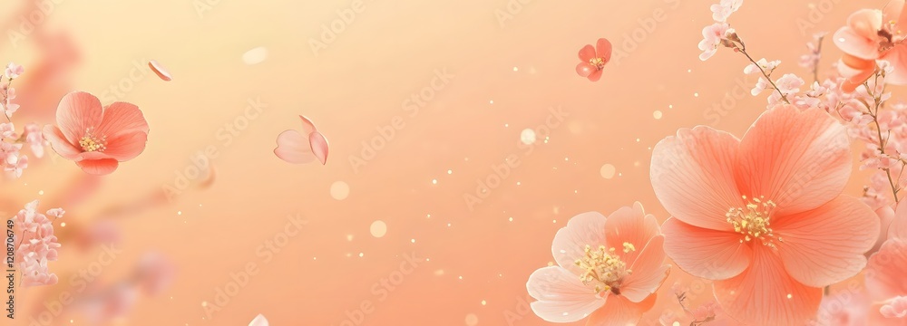 A soft peach-colored gradient background with gentle floral accents, leaving room for displaying a Mother is Day gift. A soft peach-colored gradient background with gentle floral accents, leaving room for displaying a Mother is Day gift.