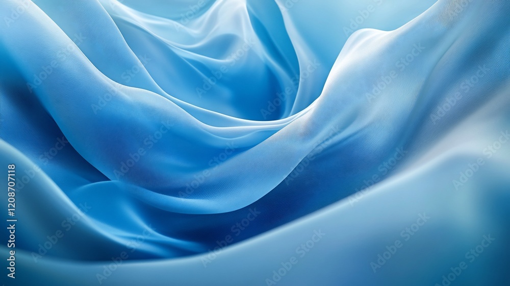 Flowing blue silk fabric, abstract background, textile texture, design element