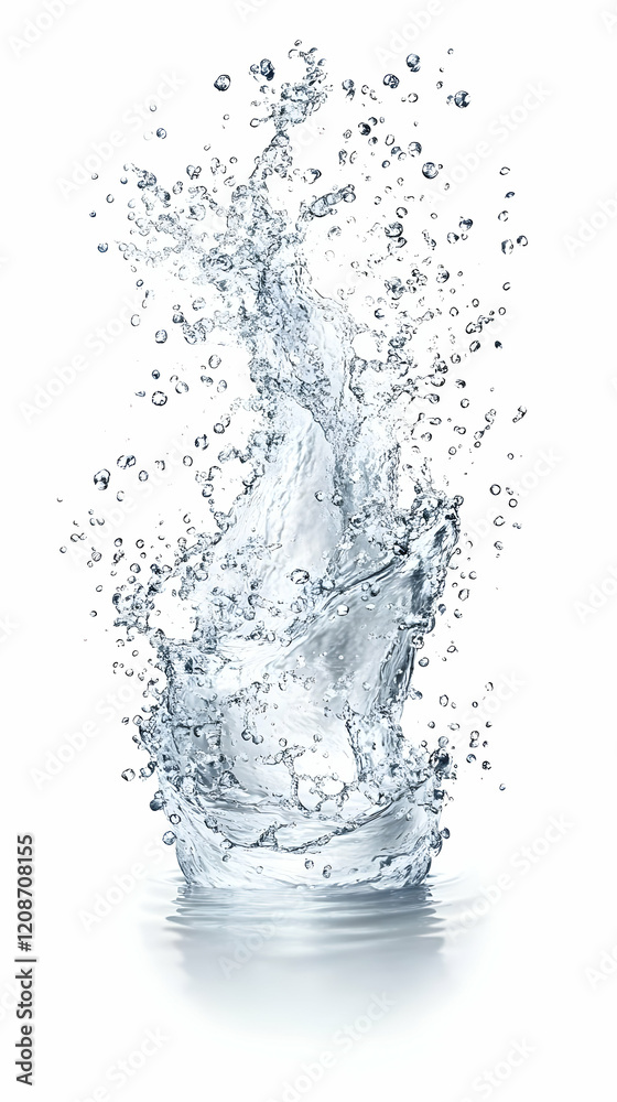 Dynamic Water Splash Creates a Stunning Visual with Droplets and Ripples Beautifully on White Background Dynamic Water Splash Creates a Stunning Visual with Droplets and Ripples Beautifully on White Background