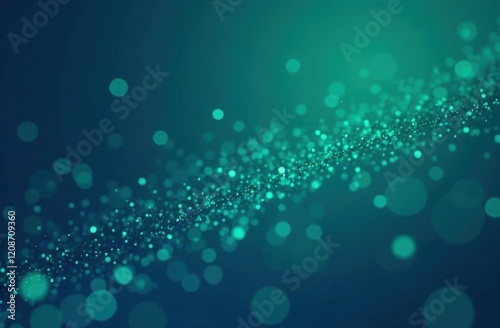 Teal Blue Glitter Lights Background. Vintage Sparkle Bokeh With Selective Focus. Defocused.