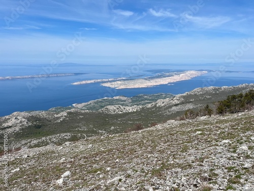 View of the Adriatic Sea and islands from the Premuzic Trail - Northern Velebit National Park, Croatia (Pogled na Jadransko more i otoke sa planinarskog puta Premužićeva staza - NP Sjeverni Velebit) photo