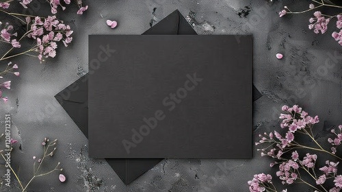 Fototapeta Naklejka Na Ścianę i Meble -  Romantic letter mockup flower wedding blank paper template, AI generated image