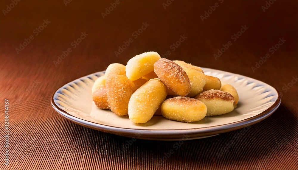 marzipan on a plate, brown background, copy space marzipan on a plate, brown background, copy space