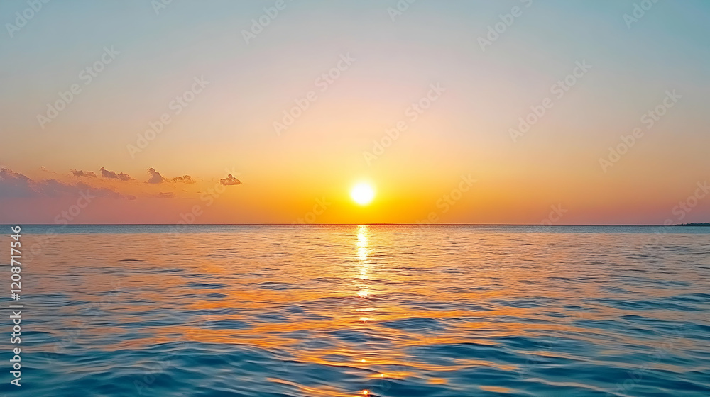 Ocean sunset, tranquil waters, golden hour, serene landscape, perfect for travel brochures Ocean sunset, tranquil waters, golden hour, serene landscape, perfect for travel brochures
