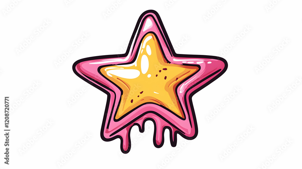 Obraz premium Pink dripping star design element, graphic, illustration