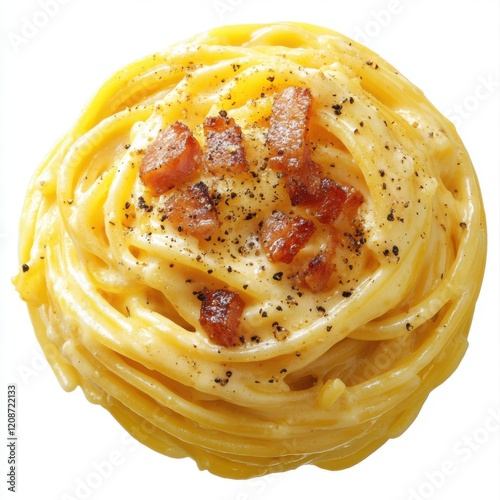 Spaghetti coated in a creamy egg 